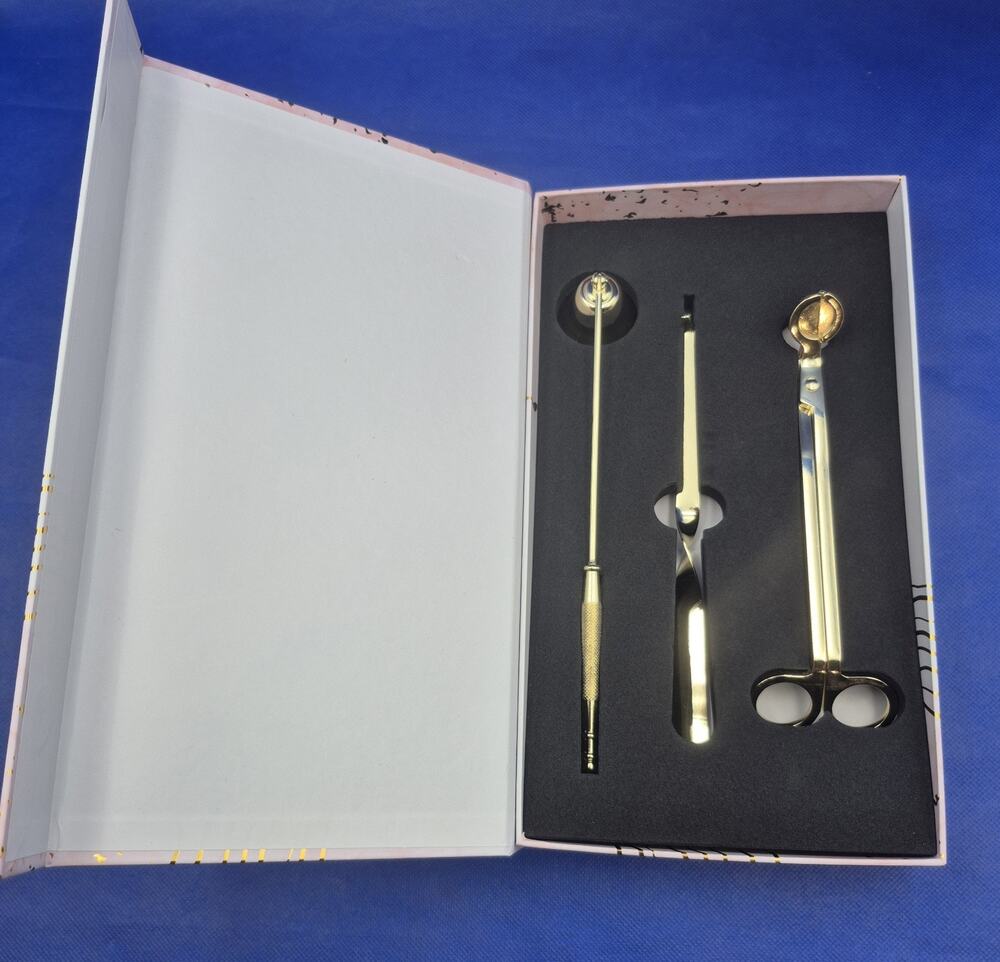 Huntington Home Goldtone Candle Snuffer Wick Trimmer Dipper Set NEW in Box